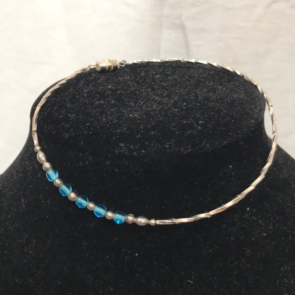 SILVER and Blue Colored Ankle Bracelet